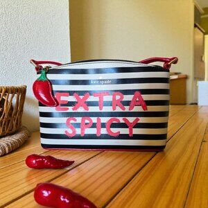 Kate Spade Extra Spicy Chili Pepper Crossbody Bag Striped Leather WKRU5324